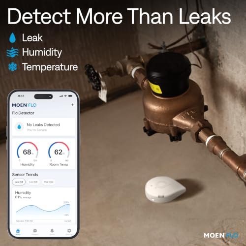 Moen Flo Smart Water Leak Detector, Drip or Flood Sensor Alarm for Home, 1-Pack, White, 920-004 - Image 5