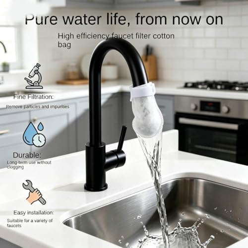 High-Density Faucet Filter, 200 Filter cartridges per Pack, with Sediment Barrier and 20 Straps, Microfiber mesh Water Purifier, Compact and Portable Water Purifier, Household Kitchen Accessory. - Image 4