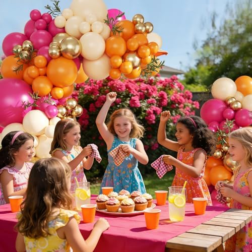 Pink and Orange Balloon Arch Kit for Tropical Theme Baby Shower Decorations - Image 5