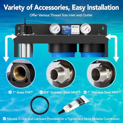 WF3-03 3-Stage Free-Standing Whole House Water Filtration System, UV Filter Included, Reduces Heavy Metals (Lead, Mercury, Arsenic, Cadimum, Chromium), PFAS, Chlorine, Sediment, Odor, and VOC’s - Image 5