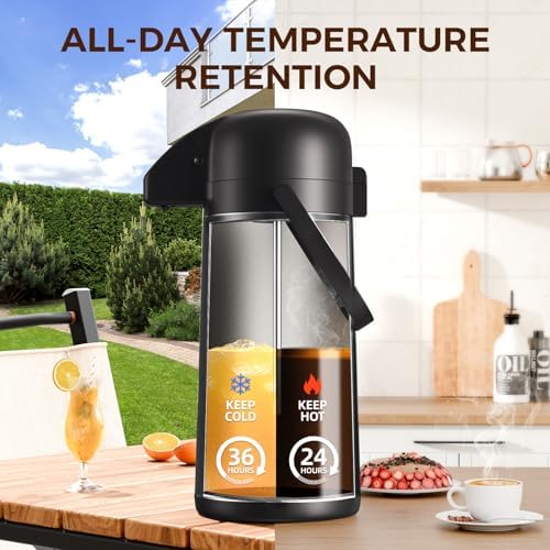 Coffee Carafe for Keeping Hot, 102OZ / 3L Airpot Coffee Dispenser with Pump - Image 4