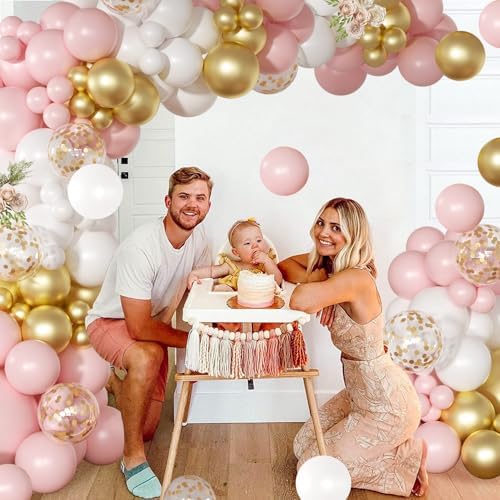 Pink White Gold Balloon Arch Kit, 138Pcs Birthday Decor - Image 5
