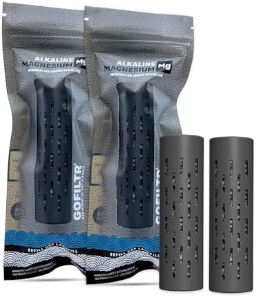 GOFILTR Magnesium Alkaline Water Infuser (2 Pack) 9.5 pH + Electrolytes for Any Water Bottle/Small Pitcher, 750 Refills / 3 Months, 2 Ionized Mineral Water Infusers by GOFILTR