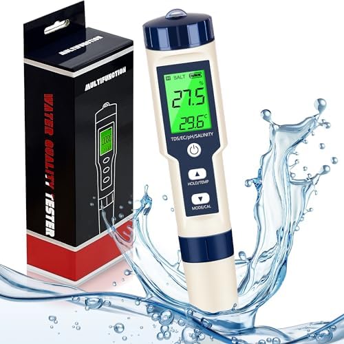 PH Meter for Water 5 in 1 PH Temp TDS and EC Meter,Salinity Meter,PH Tester Digital,TDS Meter Digital Water Tester&Pool Salt Tester for Swimming Pool. by Unknown