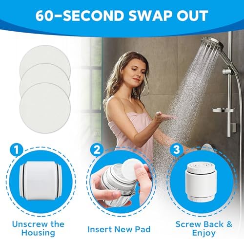 Replacement Sediment Pads for AquaBliss SF400 & SF500 Shower Filter, 48-Pack 1-Year Supply, Reusable Filtered Shower Head Sediment Pads for Rust, Dirt, Sand - Image 6