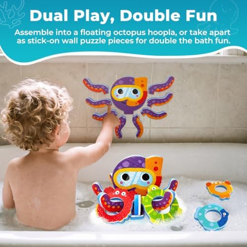 Bath Toys for Toddlers 1-3, Octopus Foam Ring Toss Toy - Image 3