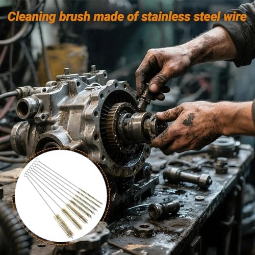 RAWILL 8Pcs Tube Cleaning Brush, Brass Stainless Steel Engine Cleaning Brushes, 12 Inch Long Round Wire Pipe Cleaner for Deep Pipes, Auto Parts, Engine Parts, 8 Sizes - Image 3