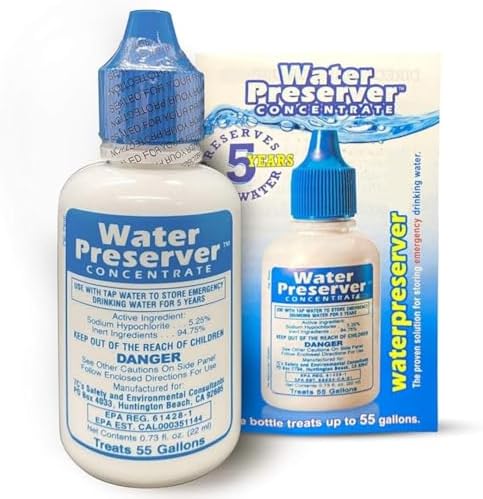 Water Preserver for 55 Gallon Water Tank - Made in USA - Purifies Drinking Water for 5 Years - for Emergency Storage, Rain Collection, Survival Kit, Hurricane & Earthquake by GreenGoods