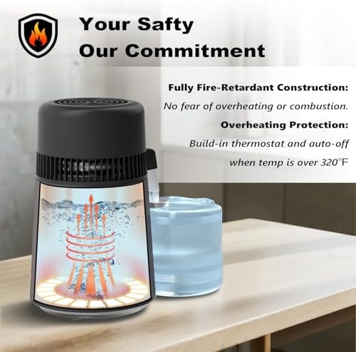 ROVSUN 1.1 Gallon/4L Water Distiller for Home Countertop, Stainless Steel Interior & BPA-Free Container, 750W Distilled Water Machine Water Maker Purifier, Distilling Pure Water Maker, 1L/H, Gray - Image 3