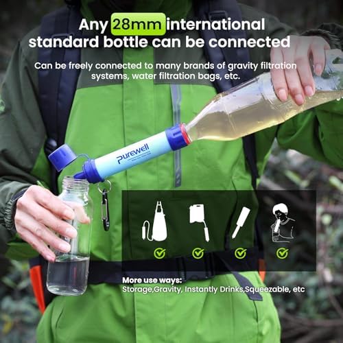 Purewell Outdoor Water Filter Personal Water Filtration Straw Emergency Survival Gear Water Purifier for Camping Hiking Climbing Backpacking - Image 5