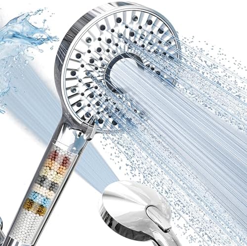 Magichome Filtered Shower Head with Handheld, 10-Mode Adjustable Detachable Chrome Showerhead w/Stainless Hose, Water Softener Filter Beads for Hard Water - Remove Chlorine, Reduce Dry Itchy Skin by Magichome