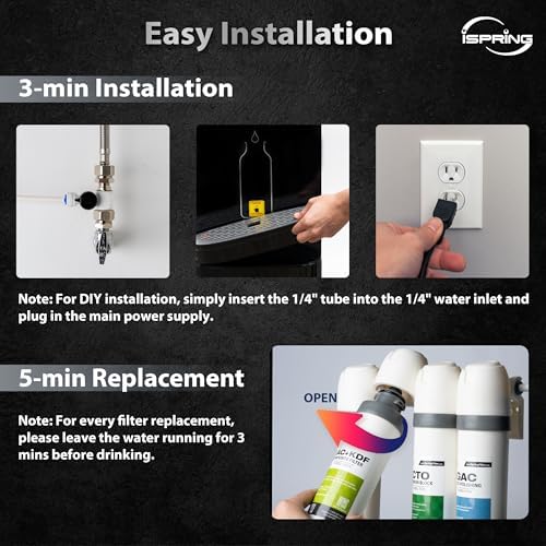 iSpring Bottleless Water Dispenser with Built-in 4-Stage Filtration, Hot/Cold/Room Temp, Self Cleaning, Stainless Steel, Model: DS4B - Image 5