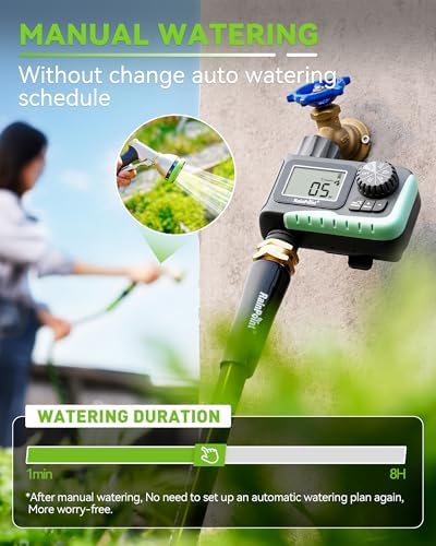 RAINPOINT Sprinkler Timer, Programmable Water Timer for Garden Hose, Outdoor Soaker Hose Timed with Rain Delay/Manual/Automatic Watering System, Digital Irrigation for Yard, Lawn, 1 Outlet - Image 3