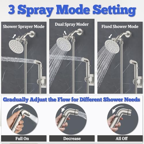 Dog Shower Attachment Metal, YDmeet Pet Shower Attachment for Fast and Clean Pet Bathing and Dog Washing, Brass Shower diverter, Adjustable Pet Shower Sprayer, 8 ft Hose and Shower Holder, Brushed - Image 2