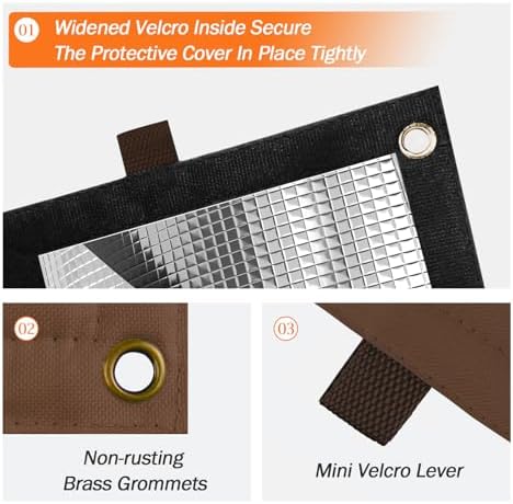 Backflow Preventer Insulation Cover for Vacuum Breaker, 13"W x 12"H, Brown - Image 4
