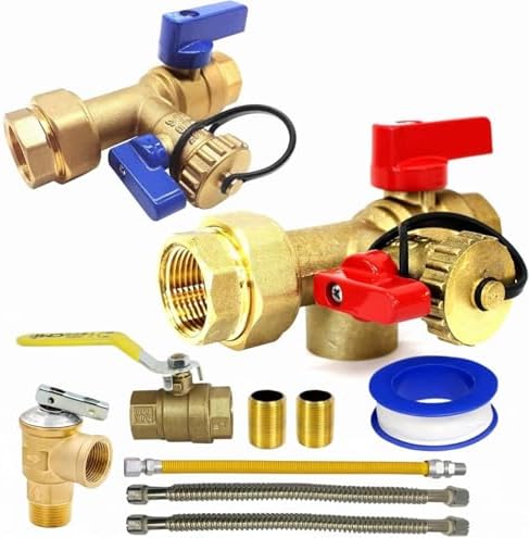 CMI Inc - 3/4 Inch Tankless Water Heater Installation Kit – With Isolation Valves, Pressure Relief Valves, Ball Valve, and Inline Flush Parts – Cold & Hot Water Plumbing Repair Kit – Female to Female by CMIINC
