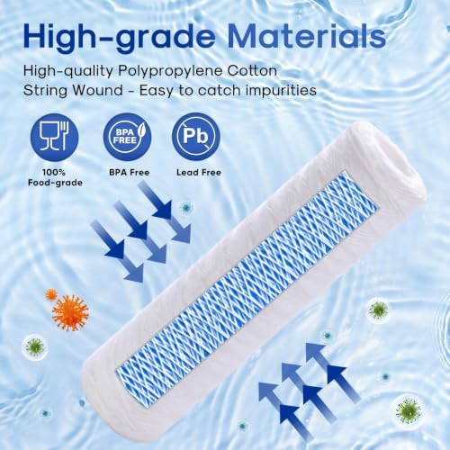 ICEPURE 5 Micron 10" x 2.5" String Wound Sediment Water Filter Cartridge for Well filter Universal Replacement for Any 10 inch RO Unit, WP-5, Aqua-Pure AP110 CFS110 Culligan P5 WFPFC4002 CW-MF, 6PACK - Image 5