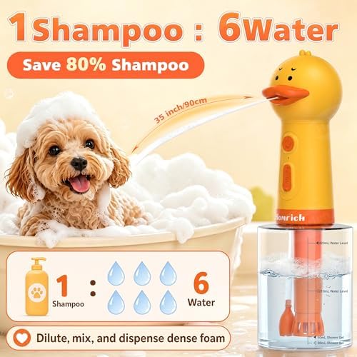 500ml Dog Shampoo Dispenser with Brush, Auto-Mix Duck Foam Sprayer - Image 5