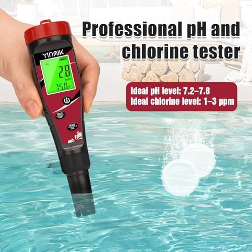 YINMIK Pool Chlorine pH Meter Digital Salt pH Tester for Salt Water Pool - Image 2