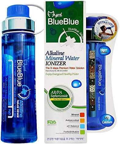 Alkaline Mineral 9 Stage Filter Water Bottles Alkaline Mineral Water Ionizer Portable Water Bottle (Filter Bottle 600 ML) Made in Korea by MymiBlueBlue