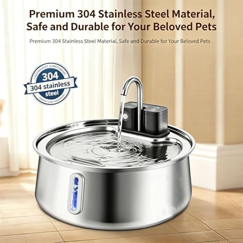 Selene Dog Water Fountain, Pet Water Fountain, Pet Water Fountain Stainless Steel, Large-Capacity Smart Cat Water Fountain with Sensor (6pcs*Filter Cartridge) - Image 2