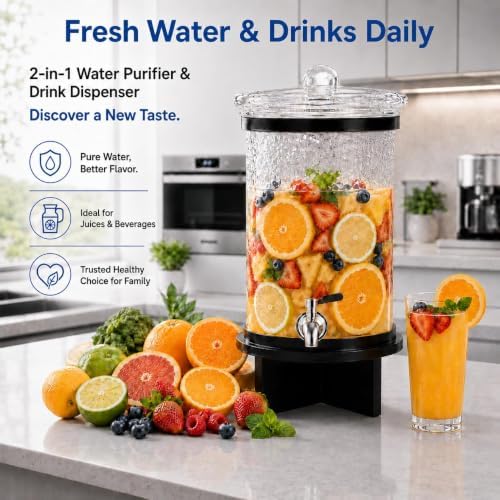 Glass Gravity Water Filter Machine System,6-Stage Countertop Water Dispenser with 2 Filter and Farmhouse-Style Stand,3 Gallon - Image 4