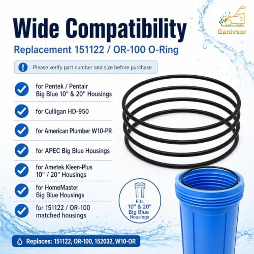 Ganivsor 4-Pack 151122 Water Filter O-Ring Replacement for Pen-tek Big Blue 10" and 20" Whole House Filtration, Compatible with Culligan HD-950, American Plumber W10-PR, Buna-N Leak-Proof Seal - Image 3