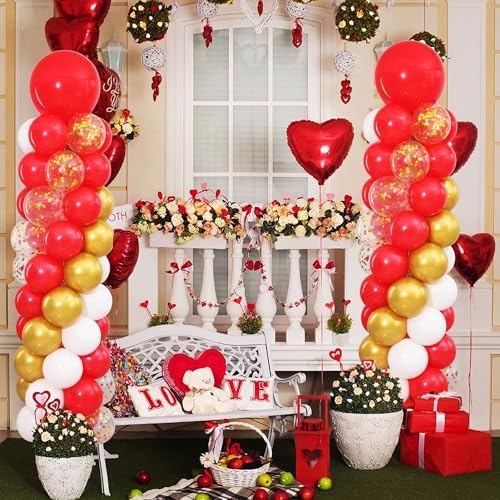 Red and Gold Balloon Column Stand Kit Set of 2 for Floor - Image 2