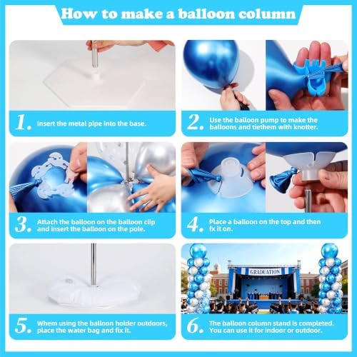 Blue and Silver Balloon Column Stand Kit Set of 2 for Floor - Image 5