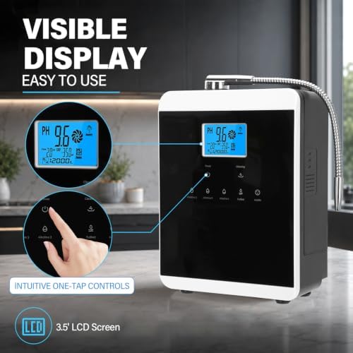 Peakur Alkaline Water Ionizer Machine for Home, 11 Titanium Plates, pH 3.5-10.5 Alkaline & Acidic Water, Up to -600mV ORP, 3 Filters 10000L Each, 7 Settings, LCD Touch Screen, Self-Cleaning - Image 2