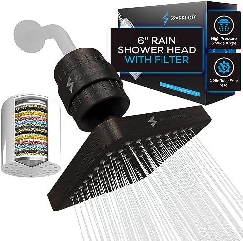 SparkPod Filtered Shower Head, 23-Stage, 6" Square, Oil-Rubbed Bronze by SparkPod