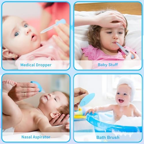 Baby Healthcare and Grooming Kit, 21pcs Baby Electric Nail Trimmer Set Newborn Nursery Health Care Set for Newborn Infant Toddlers Baby Boys Girls Kids Haircut Tools (21 Kits Blue) - Image 4