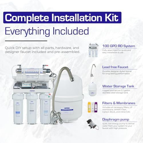 Crystal Quest Thunder Ultrafiltration/Carbon (GAC) - Reverse Osmosis Under Sink Water Filter – 14 Stages of Filtration + UV Filtration – Ultra & RO Membranes - Complete Installation Kit - 100 GPD - Image 6