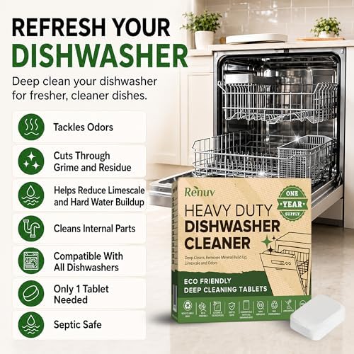 Renuv® Heavy Duty Dishwasher Cleaner & Deodorizer, Descaler, 12 XL Tablets - Image 3