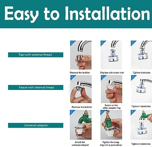 LiXiongBao 360 Degree Rotating Faucet Water Purifier, Chlorine Reduction, ABS and Stainless Steel, 3 Filter Cartridges Included - Image 4