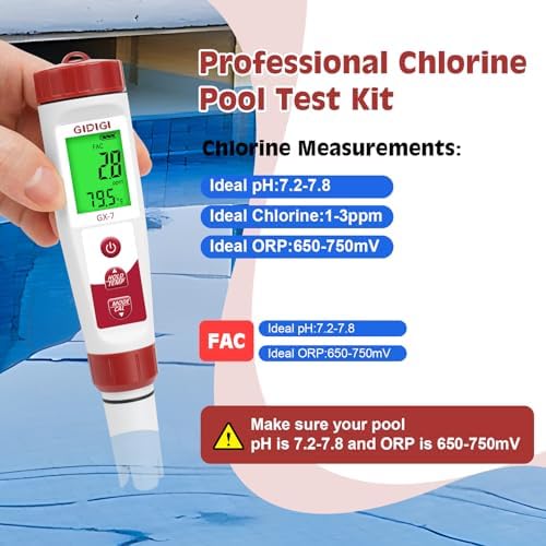 pH Meter Chlorine Tester Digital 7 in 1 Pool Water Tester Kit - Image 4