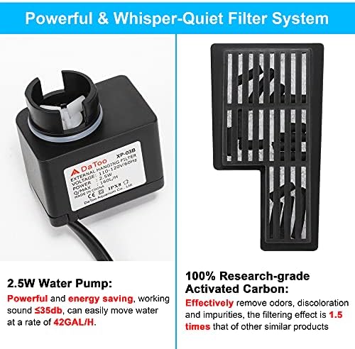 DaToo Aquarium Hang On Filter Small Fish Tank Hanging Filter Power Waterfall Filtration System - Image 3