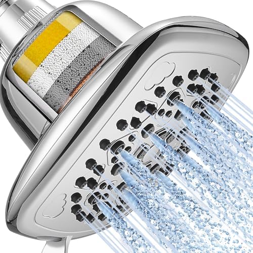 Cobbe Filtered Shower Head, 7 Modes High Pressure Shower Heads Chrome by Cobbe