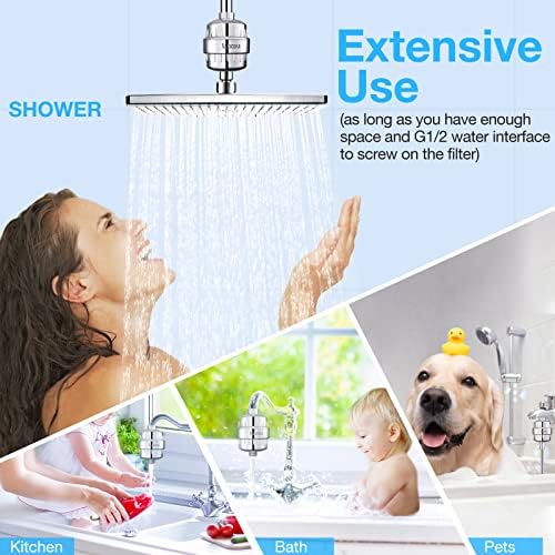 20 Stage Shower Filter w/ 3 Cartridge, Shower Head Filter, Reduce Well Hard Water Chlorine Heavy Metal & Impurity, Improve Skin Hair, Fit Most Handheld Showerhead Fixed Rainfall, Chrome - Image 5