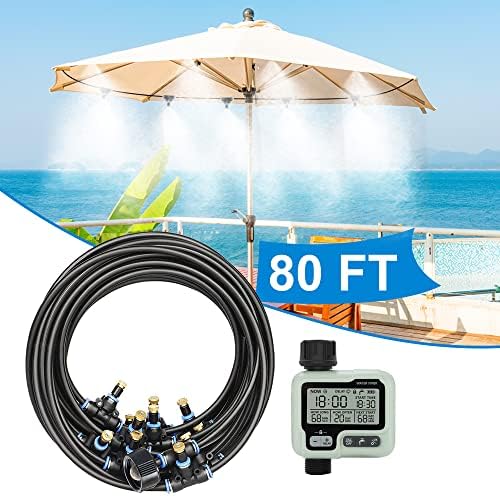Misting Cooling System,Outside Misters + Timer for Outdoor Patio,80Ft|24M by POCKETPANDA