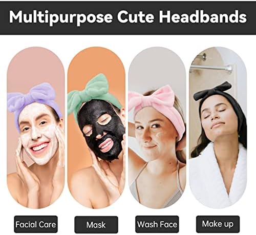 Ondder Spa Headband for Washing Face 8 Pack Aossrted Skincare Headbands for Women Girls Terry Cloth Cute Makeup Headbands Head Bands with Bow - Image 5