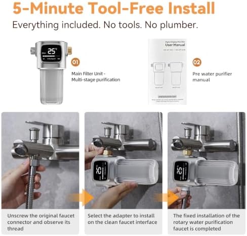 Shower Head Filter for Hard Water, 17-Stage Filtration with Smart Display, UV-C Treatment, Self-Powered, Tool-Free Install, Fits Most Shower Heads - Image 5
