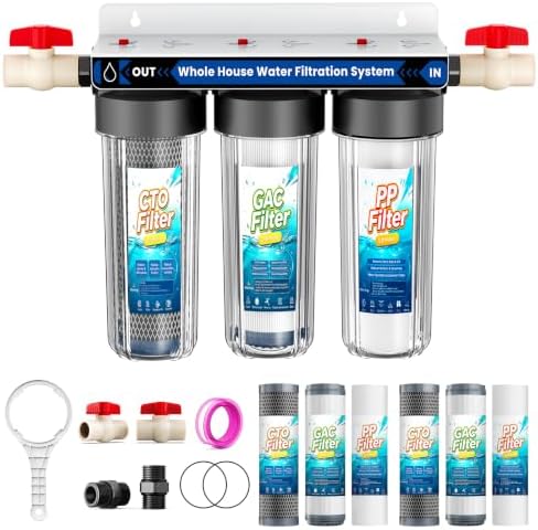 Whole House Water Filter System with 9 Filters, 0.5 Micron, 3-Stage by Unknown