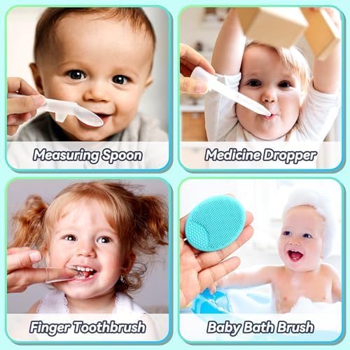 Baby Healthcare and Grooming Kit, 14 in 1 Baby Safety Set Newborn Nursery Health Care Set with Hair Brush Scale Nail Clippers for Baby Girls Boys(20 Kits Pink) (Green) - Image 5