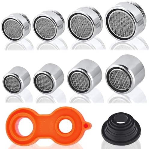 8 Pcs Faucet Aerator Replacement Parts, Kitchen Sink Male Female Thread Parts With Wrench and Gasket, Faucet Filter Starter With Brass Shell for Bathroom - 8 Sizes by VEINARDYL