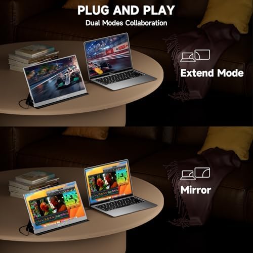 memzuoix 15.6" FHD 1080P Portable Monitor｜Second External｜100% sRGB｜USB-C+HDMI for PS5/Switch｜VESA Mount｜Built-in Speakers | Grey - Image 3