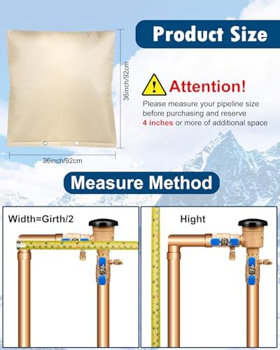 36"X36" 5F Backflow Preventer Insulation Cover, Waterproof, Beige Cotton Blend, Versatile Plumbing Fixture Cover - Image 2