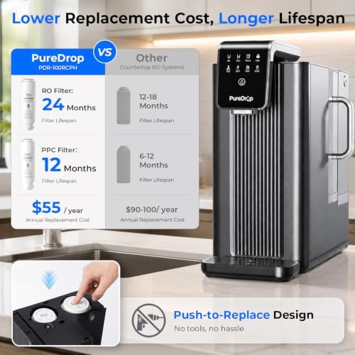 PureDrop PDR-100RCPH Countertop RO Water Filter with Auto-Fill Pitcher - Image 6