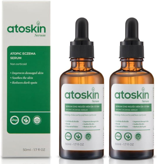 Atoskin Serum (2 Pack) - Soothe & Hydrate for Sensitive, Dry, Eczema & Psoriasis-Prone Skin with Biosaccharide Gum-1 & RicoBio JA7, Fragrance-Free, Steroid-Free, 3.4oz Total by ATOSKIN