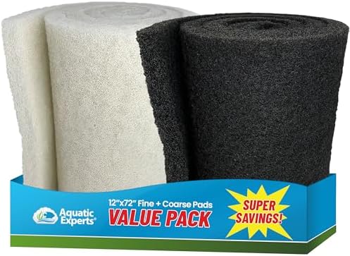 Aquatic Experts Classic Koi Pond Filter Pad Bundle – Fine & Coarse Bulk Roll Pond Filter Media, Ultra Durable Reusable Fish Pond Filter Material (Fine: 12" x 72", Coarse: 12" x 72") by AquaticExperts